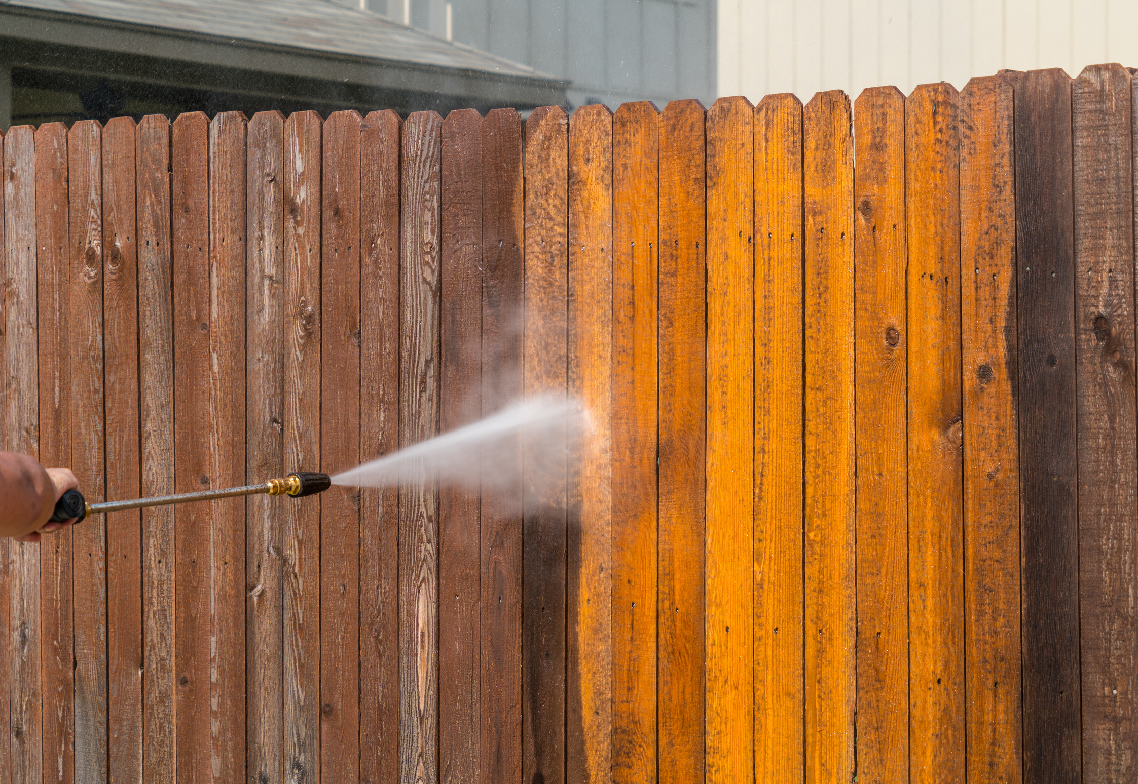 Pressure Washing Wooden Fence